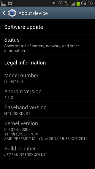 Android 4.1.2 Verizon Note 2