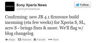 Android 4.1 for Sony Xperia S, SL, and Acro S