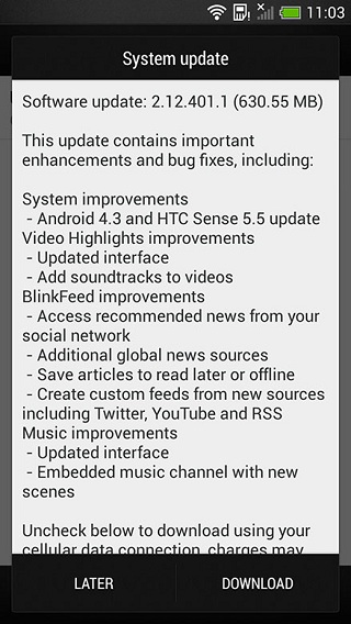 Android 4.3 to HTC One Mini