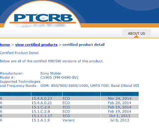 Xperia M PTCRB certified