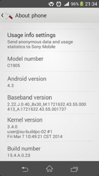 Xperia M Android 4.3