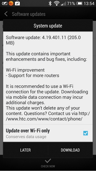 HTC One KitKat Update