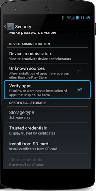 Verify apps on Android