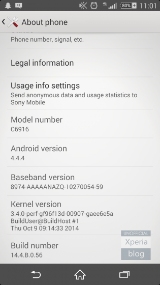 New Xperia Z1s Update